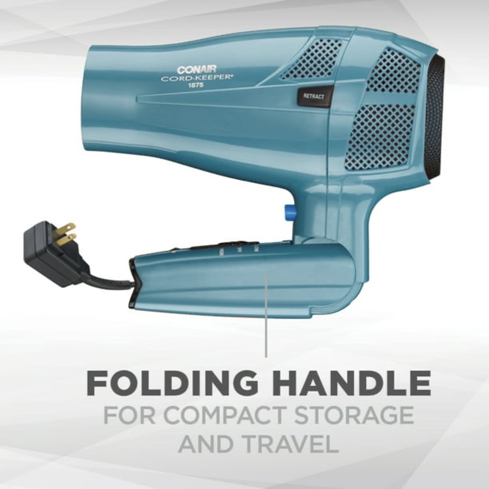 Conair Cord-Keeper Travel Size Folding Ionic Retractable Cord Hair Dryer - Picture 3 of 9